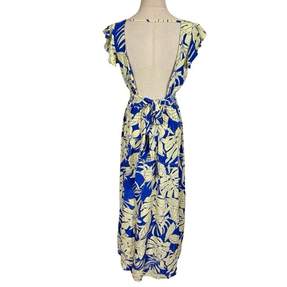 Maaji Wildest Dreams Tropical Plunge Open Back Button Front Maxi Dress Cover Up - Picture 13 of 16